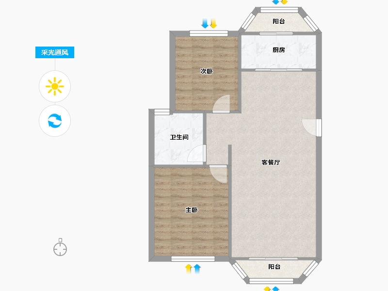 天津-天津市-盈艺园-72.60-户型库-采光通风