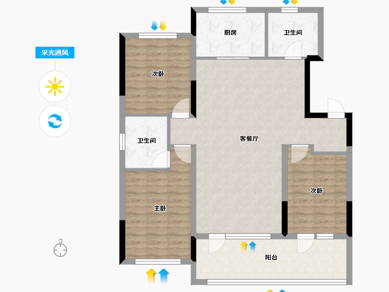 辽宁省-盘锦市-总部天玺城-103.20-户型库-采光通风