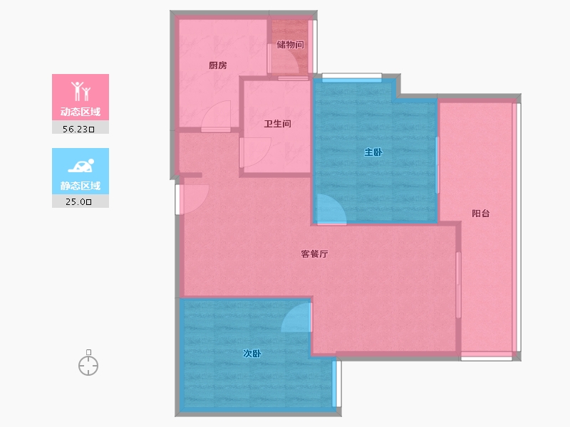 四川省-南充市-中梁壹号院-66.40-户型库-动静分区