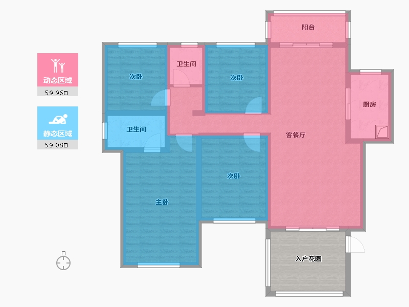 四川省-眉山市-滨江睿城一期-96.00-户型库-动静分区