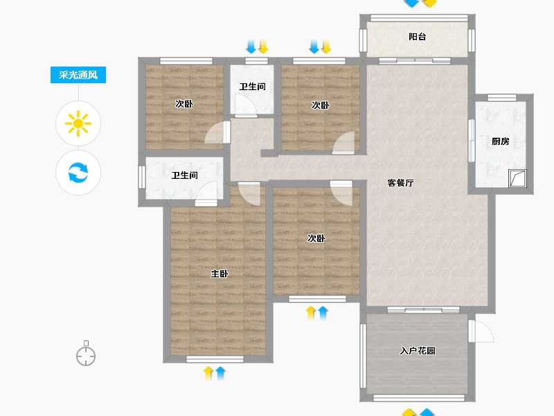 四川省-眉山市-滨江睿城一期-96.00-户型库-采光通风