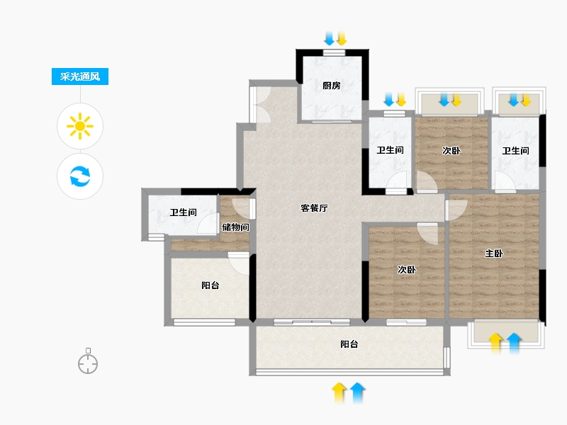 广东省-江门市-华侨城云顶花园-112.06-户型库-采光通风