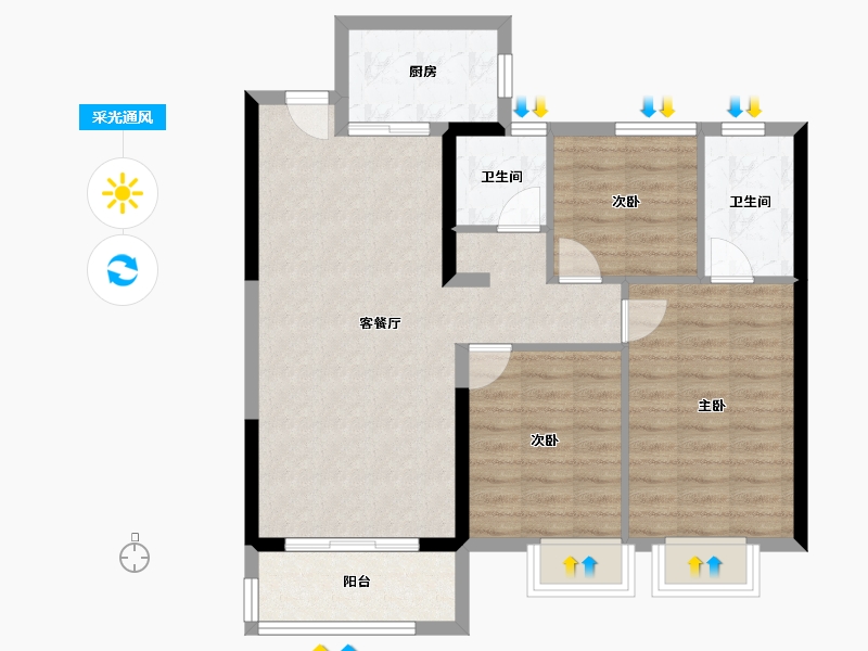 福建省-泉州市-万科城市之光四期-91.00-户型库-采光通风