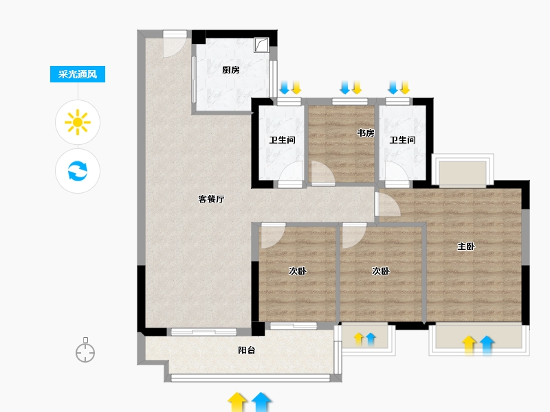 广东省-汕头市-璟悦园-96.00-户型库-采光通风