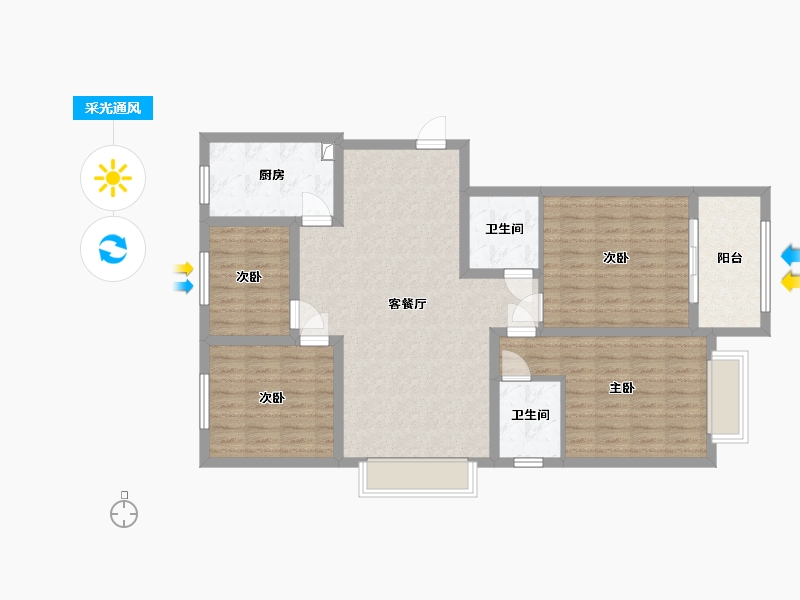 山东省-菏泽市-陶都新韵-125.00-户型库-采光通风