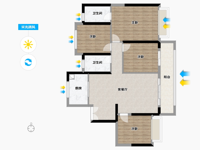 浙江省-温州市-金地中心路一号-109.60-户型库-采光通风