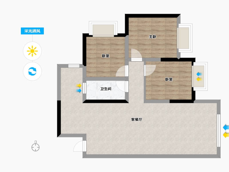 四川省-成都市-汇景新城-80.00-户型库-采光通风