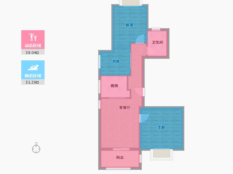 浙江省-杭州市-宾果公寓-70.40-户型库-动静分区