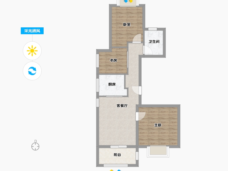 浙江省-杭州市-宾果公寓-70.40-户型库-采光通风