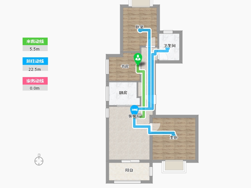 浙江省-杭州市-宾果公寓-70.40-户型库-动静线