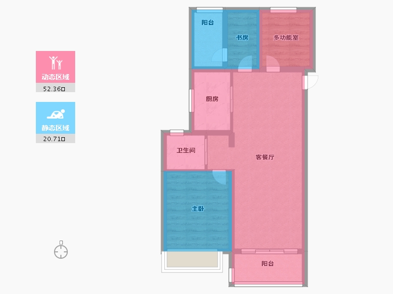 河南省-郑州市-中建五局碧桂园凤凰城凤雅苑凤鸣苑项目-64.52-户型库-动静分区