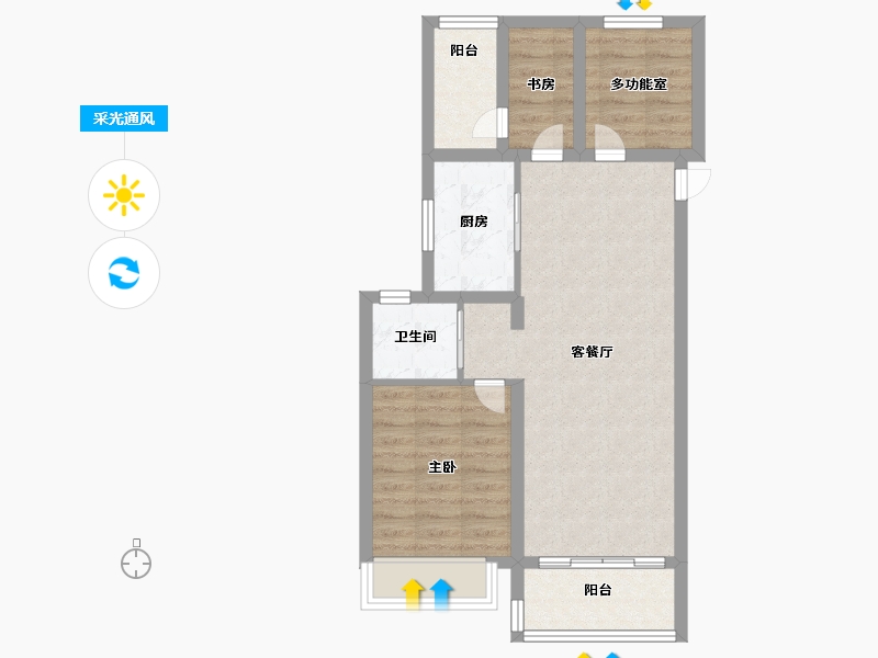 河南省-郑州市-中建五局碧桂园凤凰城凤雅苑凤鸣苑项目-64.52-户型库-采光通风