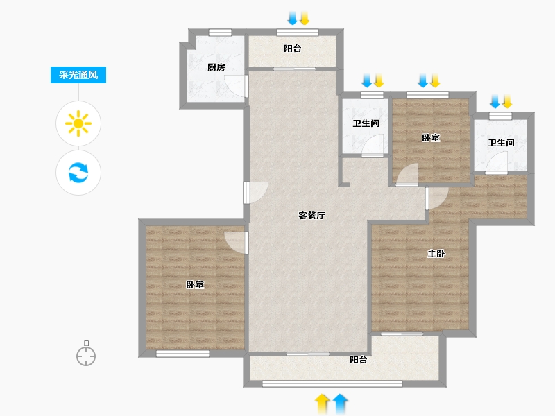 安徽省-芜湖市-信达翡丽世家-102.40-户型库-采光通风