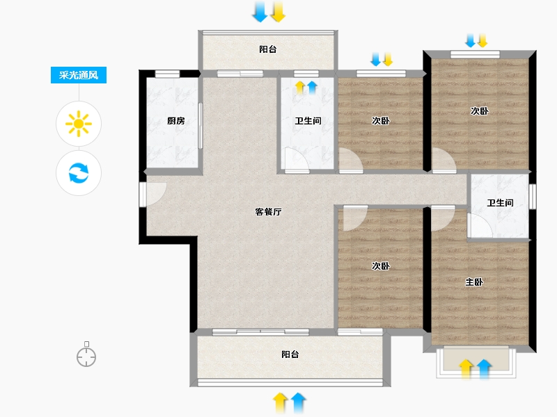 福建省-泉州市-源昌银河新城-115.14-户型库-采光通风