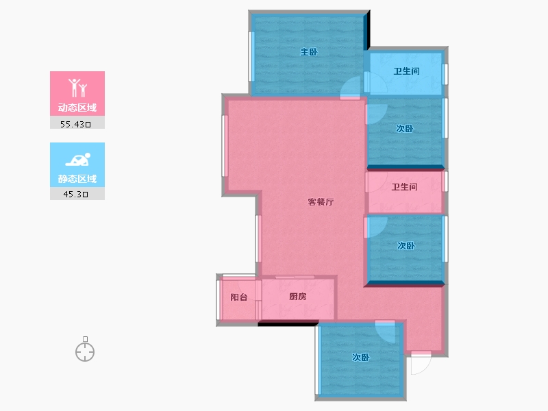 四川省-南充市-阳光生态城-83.20-户型库-动静分区