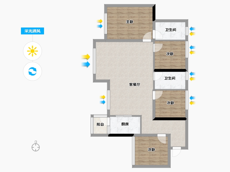 四川省-南充市-阳光生态城-83.20-户型库-采光通风