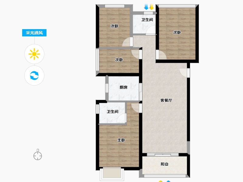 福建省-福州市-世茂璀璨滨江-88.00-户型库-采光通风