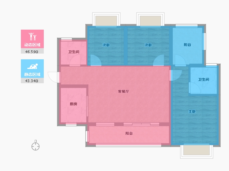 四川省-成都市-万达华府D区-83.42-户型库-动静分区