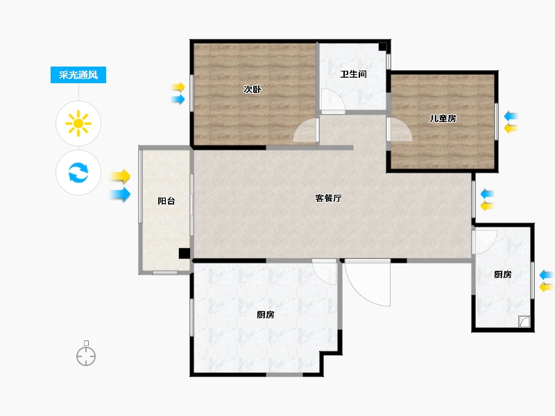 江苏省-无锡市-长和新天地-90.20-户型库-采光通风