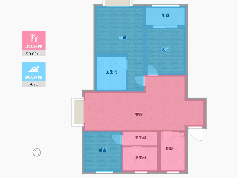 山东省-泰安市-开元盛世裕园-92.64-户型库-动静分区