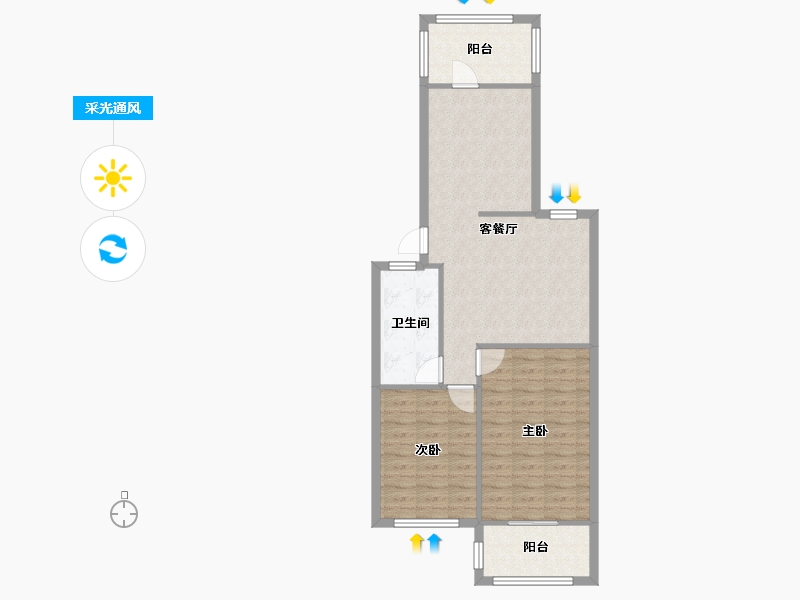 河南省-洛阳市-阳光丽城-72.62-户型库-采光通风