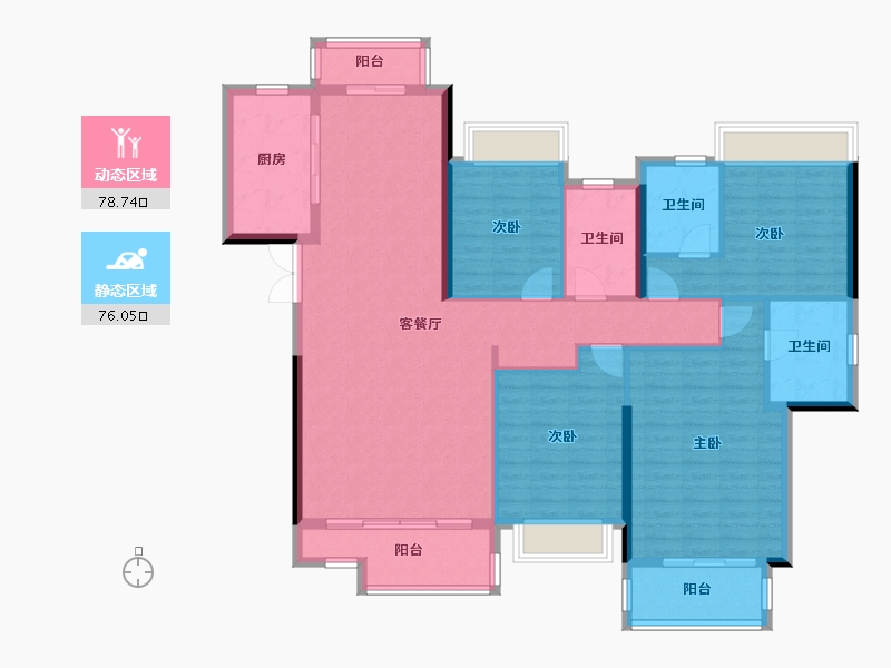 湖北省-武汉市-城南华府书香御景-132.80-户型库-动静分区