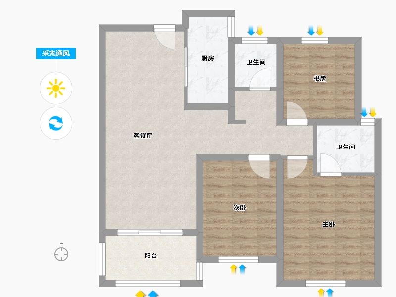 江苏省-苏州市-东南邻里生活广场-80.79-户型库-采光通风