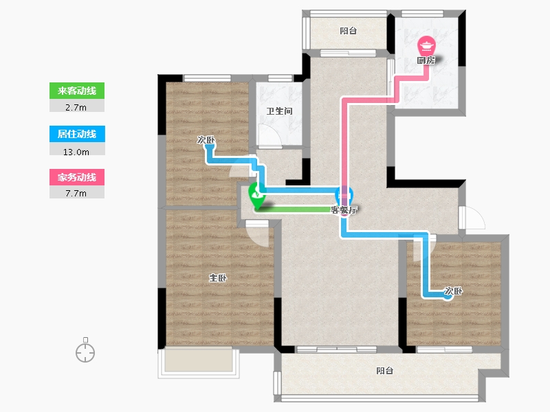 河南省-郑州市-郑西建业联盟新城-103.00-户型库-动静线