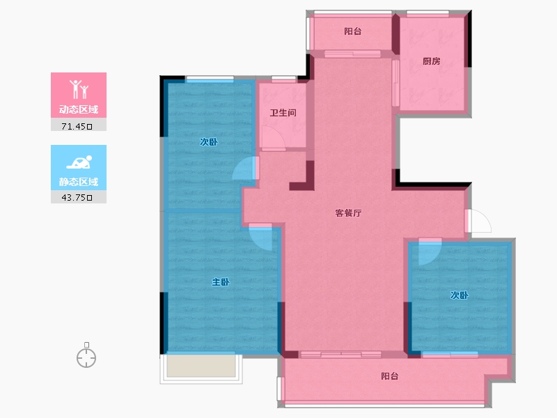 河南省-郑州市-郑西建业联盟新城-103.00-户型库-动静分区