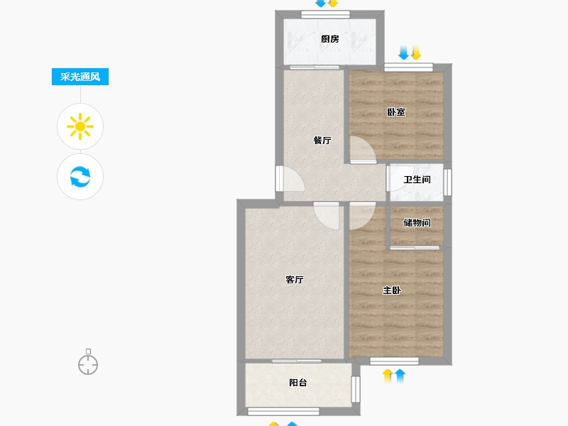 陕西省-西安市-陕西消防总队家属院-55.73-户型库-采光通风