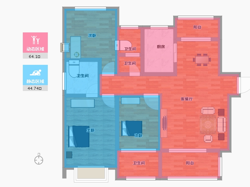 浙江省-杭州市-驻马店-96.11-户型库-动静分区