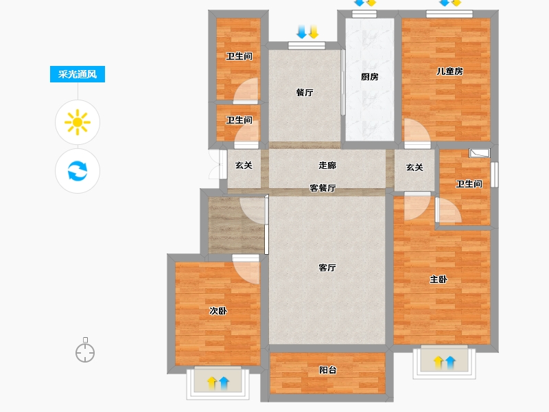 河北省-保定市-天泽依林雅筑-93.16-户型库-采光通风