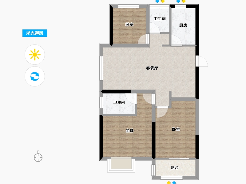 山东省-济南市-璟园-96.00-户型库-采光通风