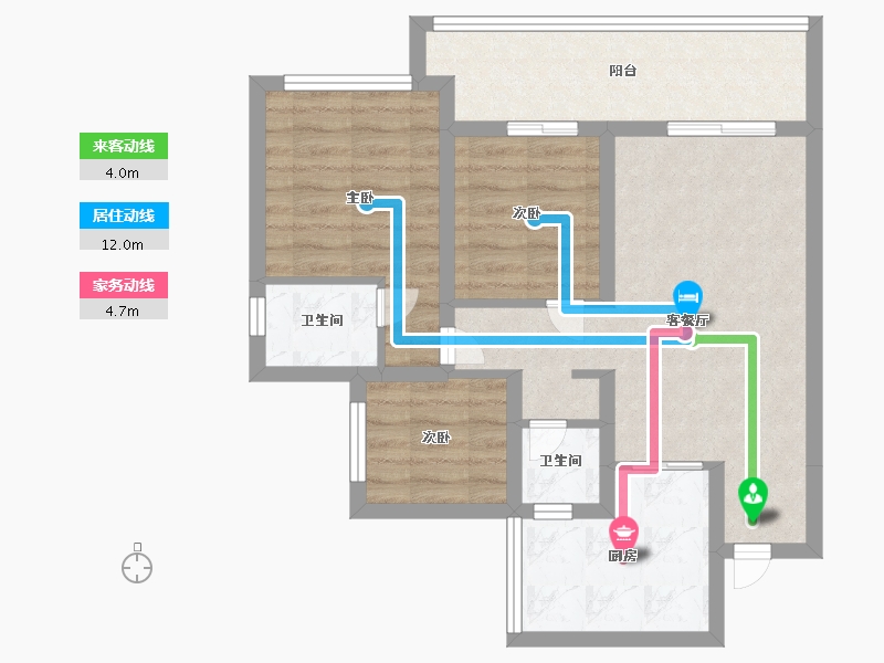 四川省-成都市-成都花园-64.80-户型库-动静线