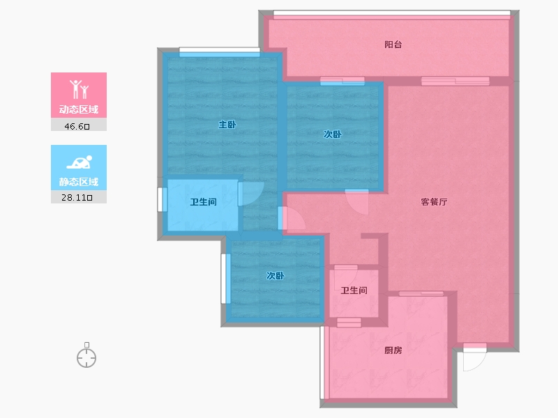 四川省-成都市-成都花园-64.80-户型库-动静分区