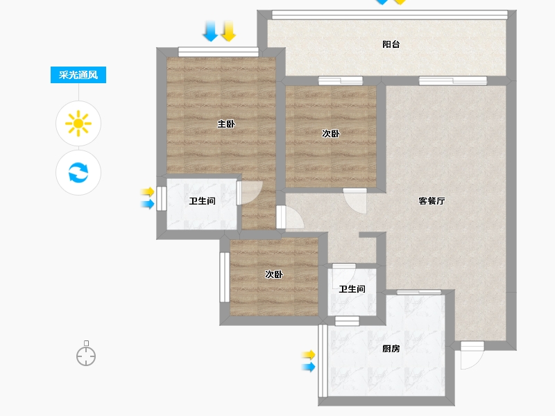 四川省-成都市-成都花园-64.80-户型库-采光通风