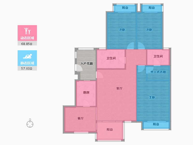 陕西省-汉中市-三监高层小区-96.00-户型库-动静分区