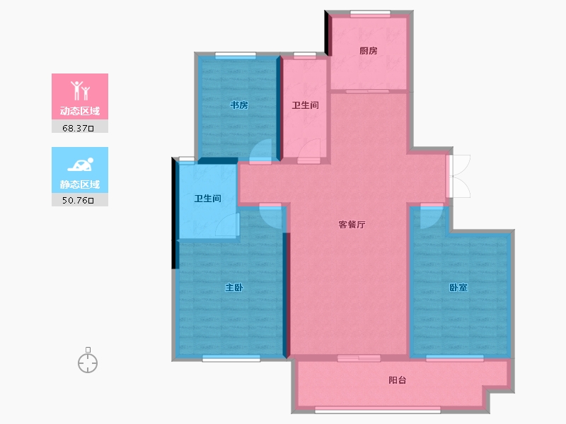 江苏省-宿迁市-佳源公园-一号-107.20-户型库-动静分区