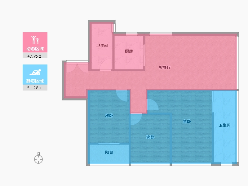 云南省-昆明市-润城学府公馆-90.35-户型库-动静分区