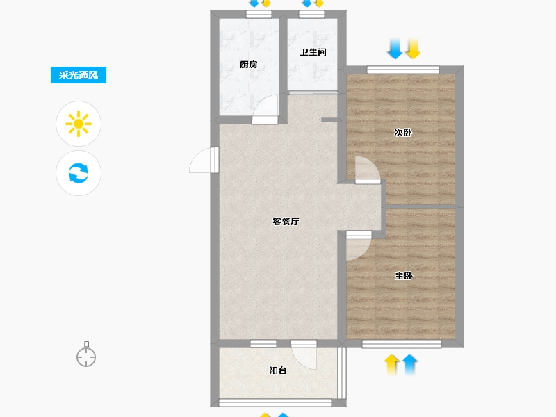 山东省-青岛市-山水嘉苑-70.40-户型库-采光通风