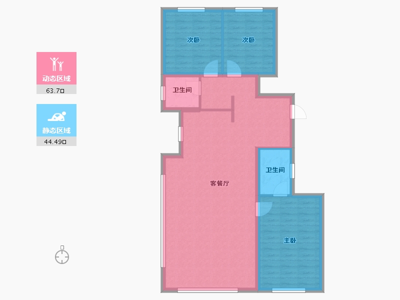 陕西省-西安市-华润置地港宸润府-98.39-户型库-动静分区