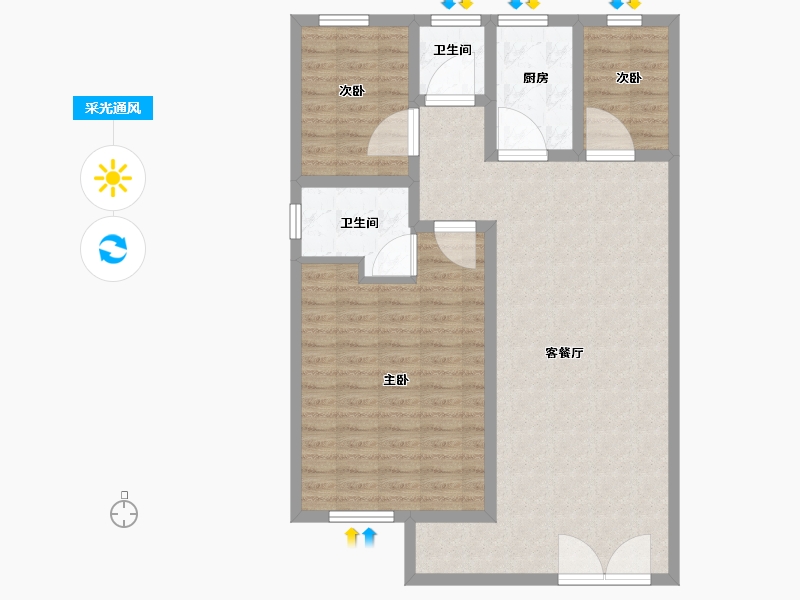 山东省-日照市-荣安北李广场-96.00-户型库-采光通风