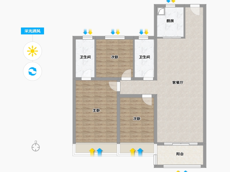 河南省-驻马店市-昌建君悦府-104.80-户型库-采光通风