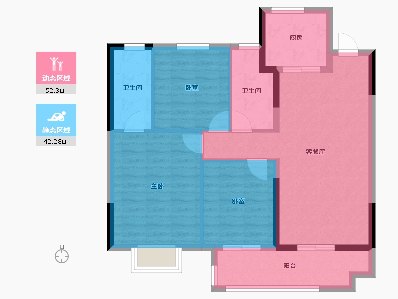 浙江省-嘉兴市-绿城滨河鸣翠府-85.17-户型库-动静分区