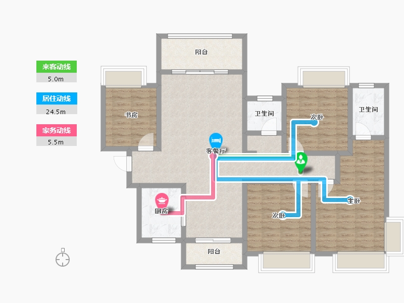 湖南省-株洲市-华晨格林水岸-110.78-户型库-动静线