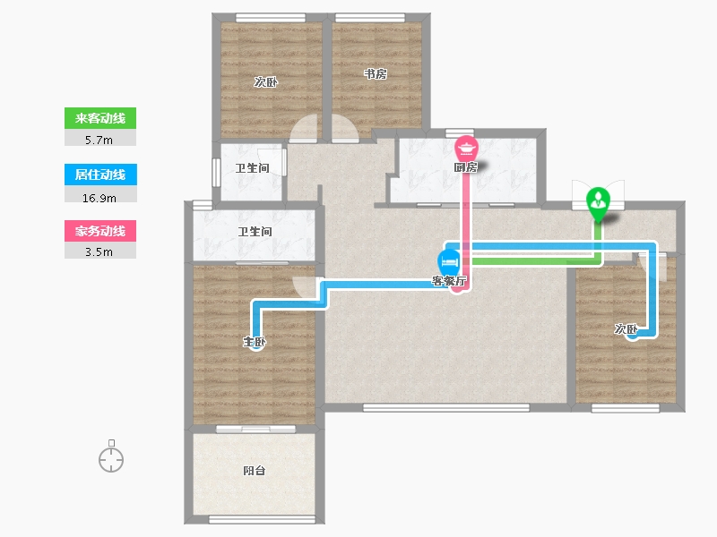 陕西省-西安市-华润置地港宸润府-117.67-户型库-动静线