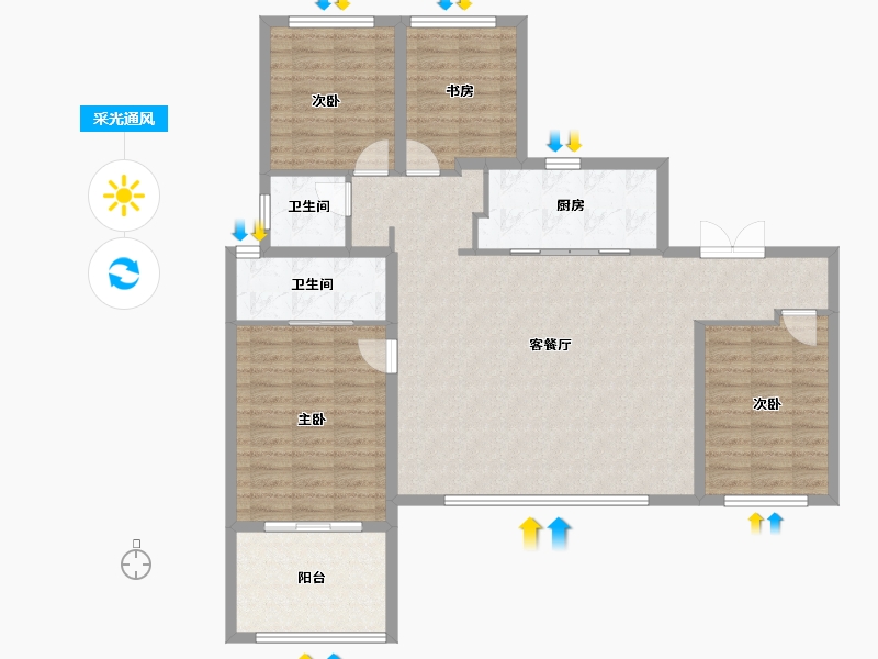 陕西省-西安市-华润置地港宸润府-117.67-户型库-采光通风