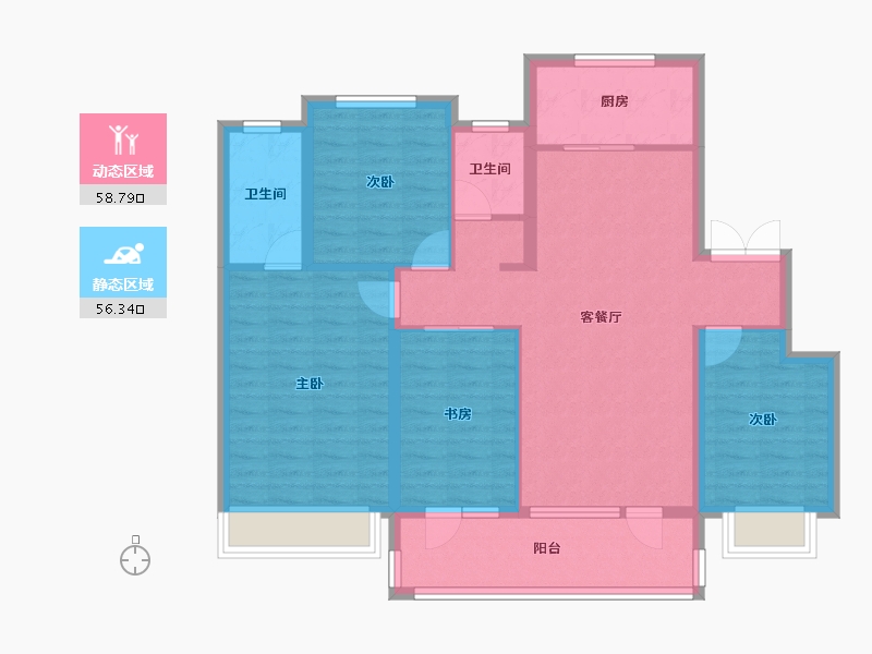 河北省-廊坊市-云溪书院-103.37-户型库-动静分区