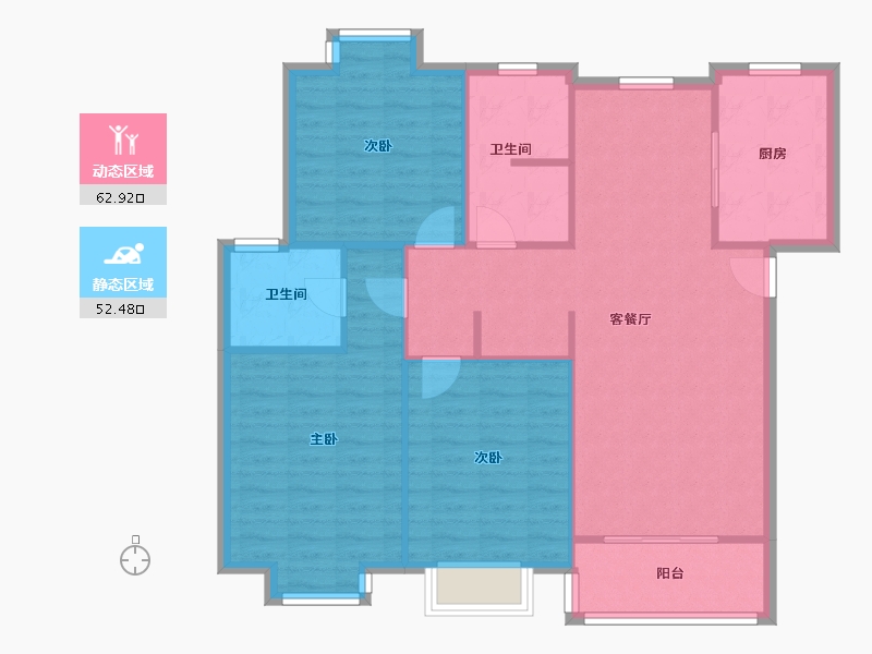 上海-上海市-裕鸿佳苑-第五社区裕展北村-113.00-户型库-动静分区