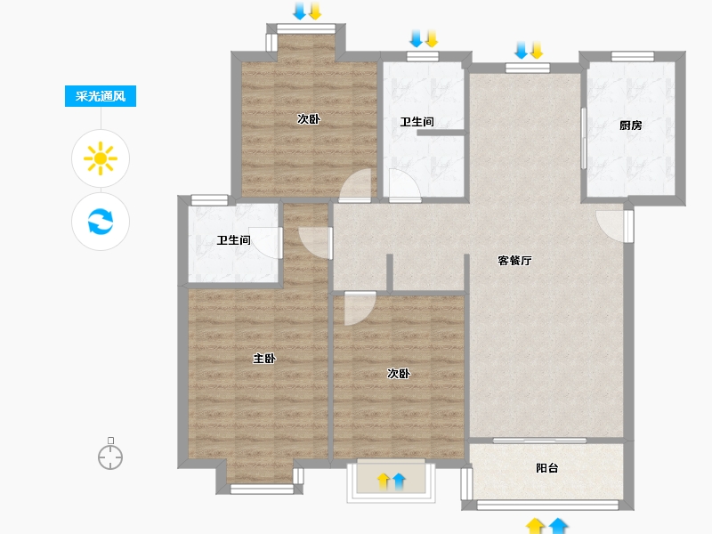 上海-上海市-裕鸿佳苑-第五社区裕展北村-113.00-户型库-采光通风